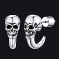 Gothic Skull Huggie Half-Circle Stud Earrings Jewelry for Men Women