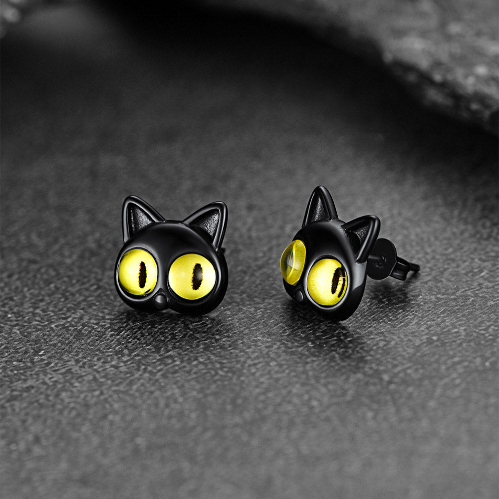 Black Cat Stud Earring For Women Halloween Gift