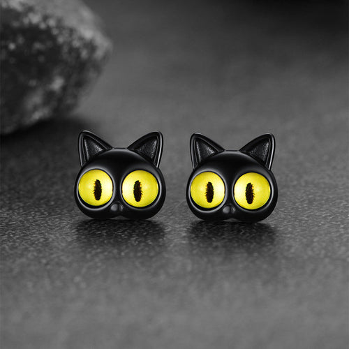 Black Cat Stud Earring For Women Halloween Gift