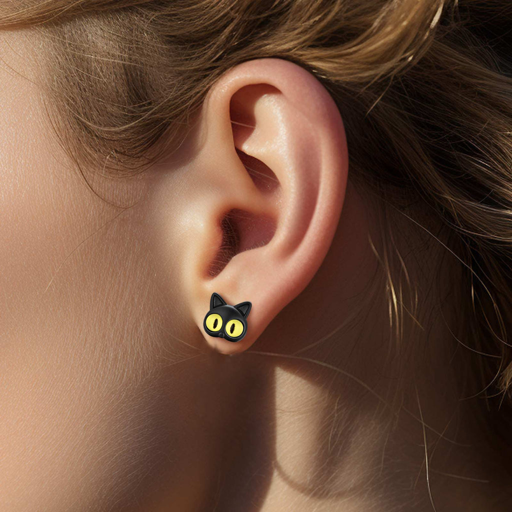 Black Cat Stud Earring For Women Halloween Gift