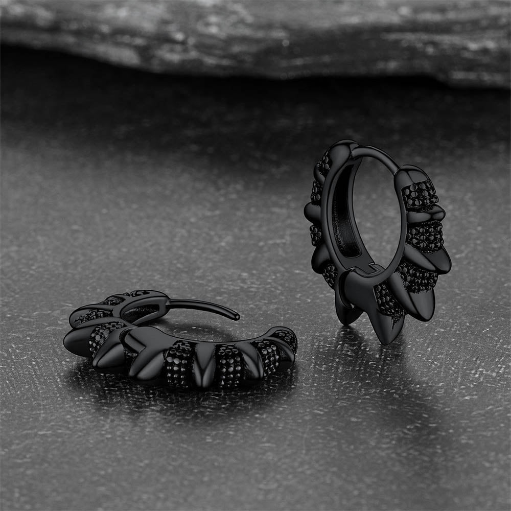 Punk Spikes and Rivets Huggie Hoop Earrings Piercing For Men Women