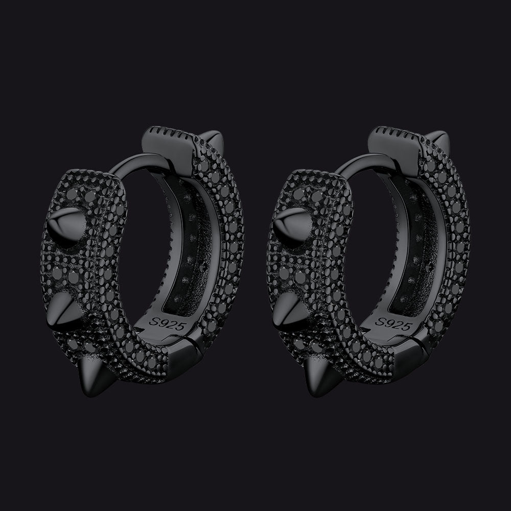 Punk Rivet Huggie Hoop Earrings For Men Women