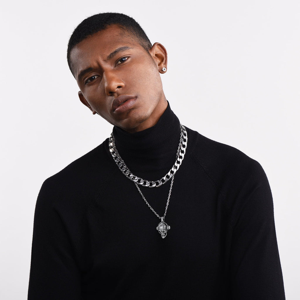 Gothic Earphone Skull Necklace Pendant for Men