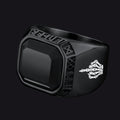 F*ck it Black Onyx Ring with Viking Runes for Men