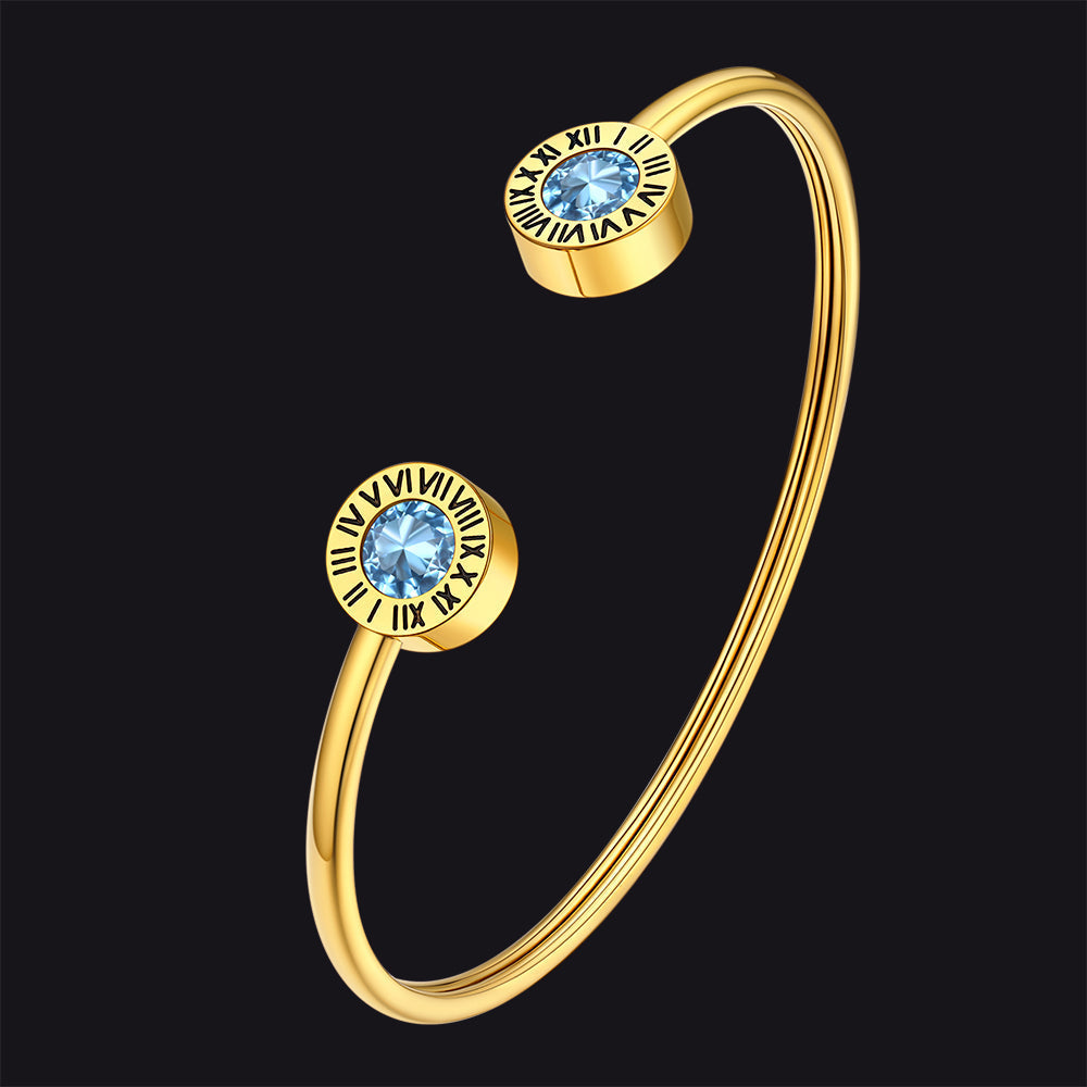 Roman Numerals Birthstone Bracelets for Men Women