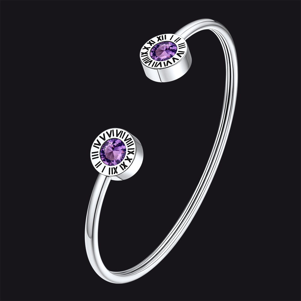 Roman Numerals Birthstone Bracelets for Men Women