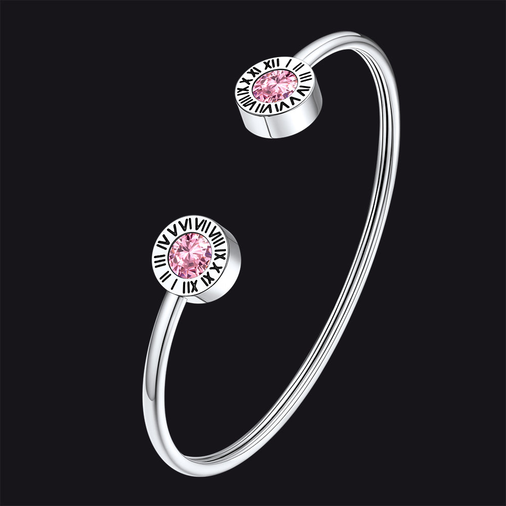 Roman Numerals Birthstone Bracelets for Men Women