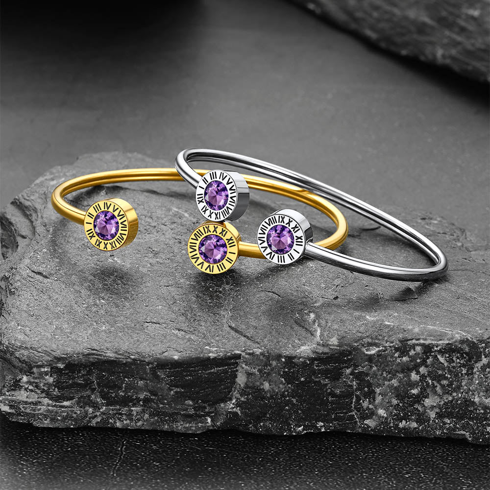 Roman Numerals Birthstone Bracelets for Men Women