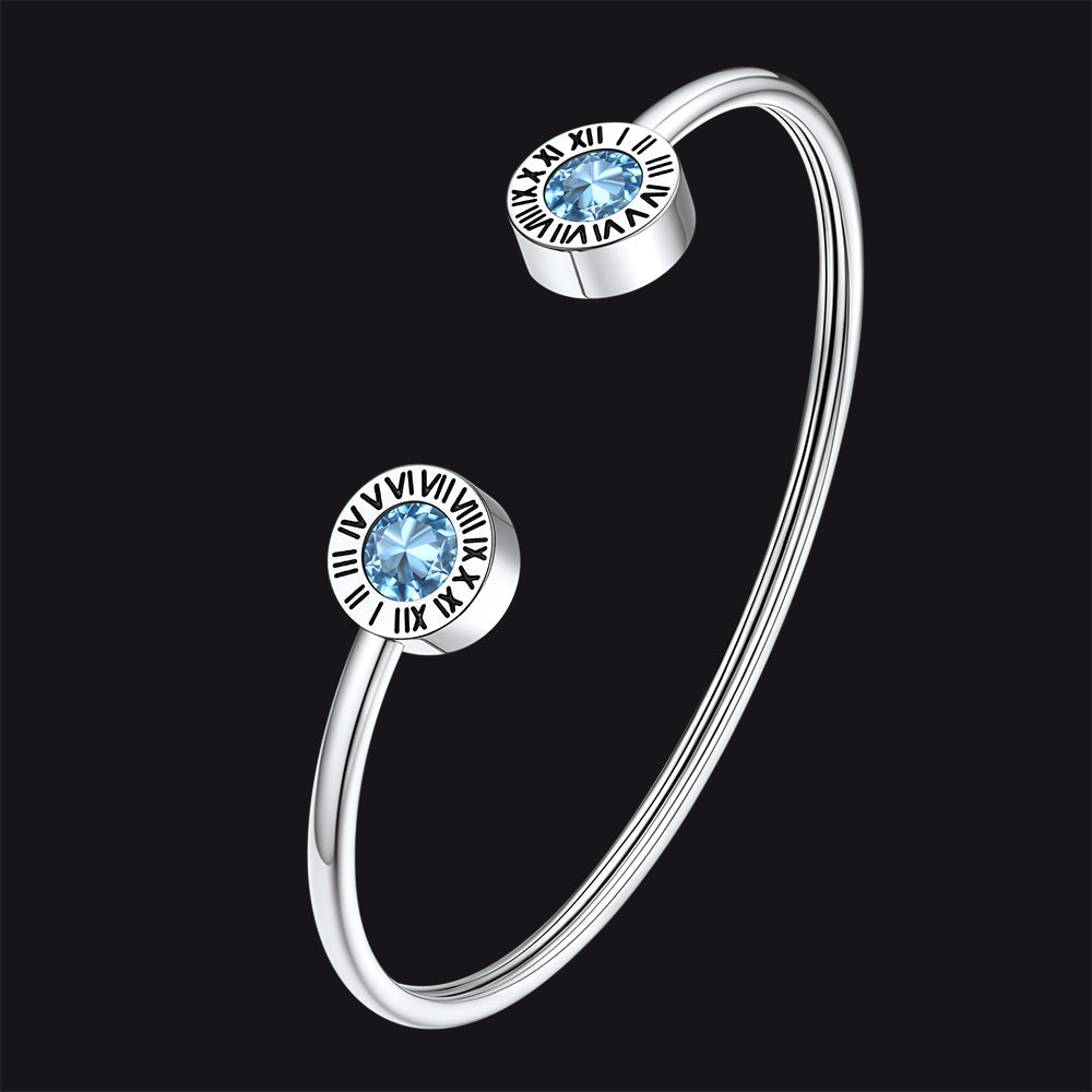 Roman Numerals Birthstone Bracelets for Men Women