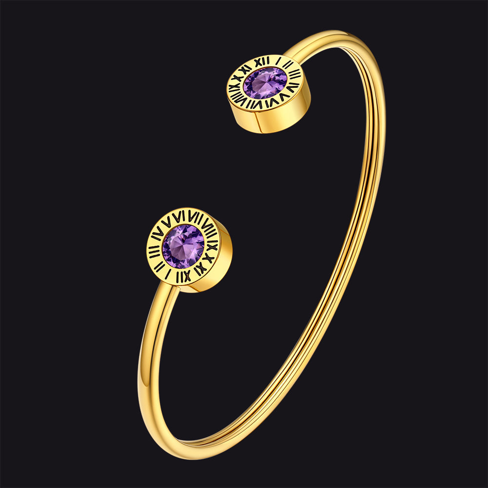 Roman Numerals Birthstone Bracelets for Men Women