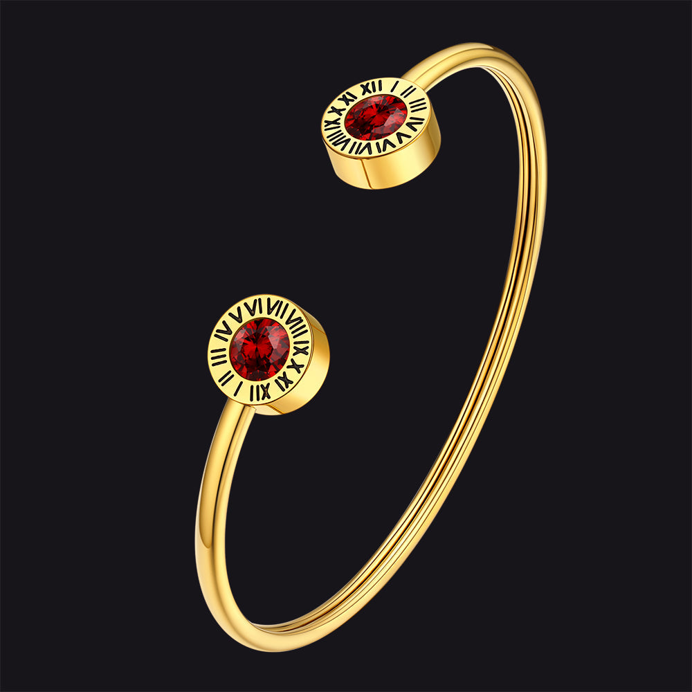 Roman Numerals Birthstone Bracelets for Men Women