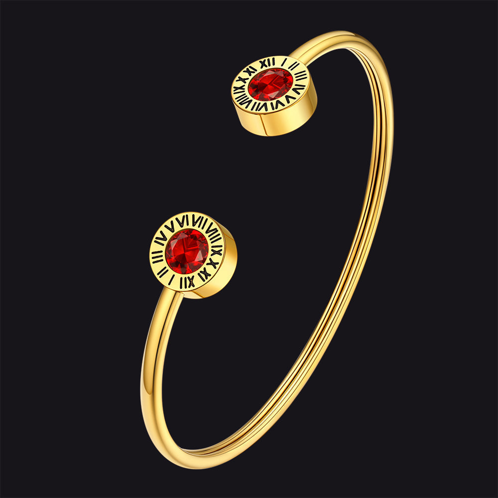 Roman Numerals Birthstone Bracelets for Men Women