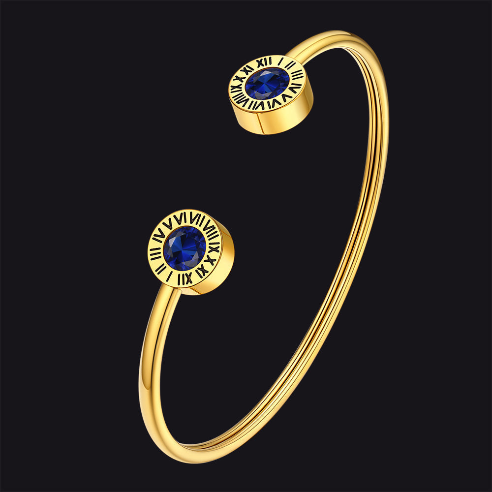 Roman Numerals Birthstone Bracelets for Men Women