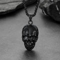 Gothic Skull Necklace with Fissured Skeleton Head for Men