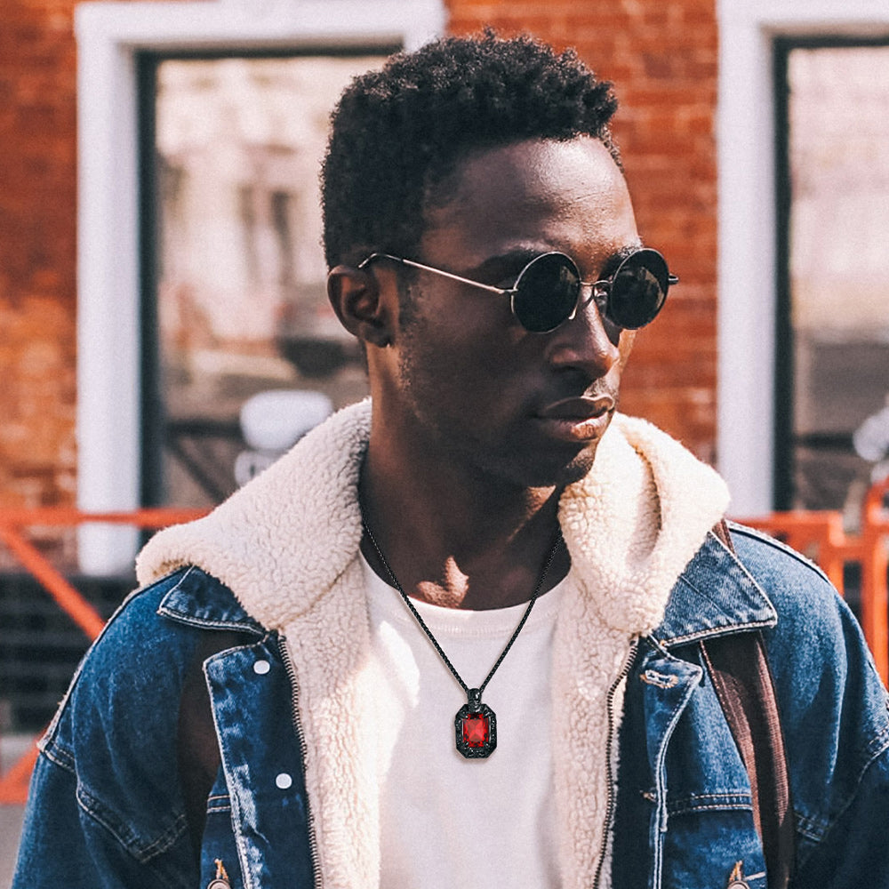 Gothic Skull Dragon Claw Crystal Necklace for Men