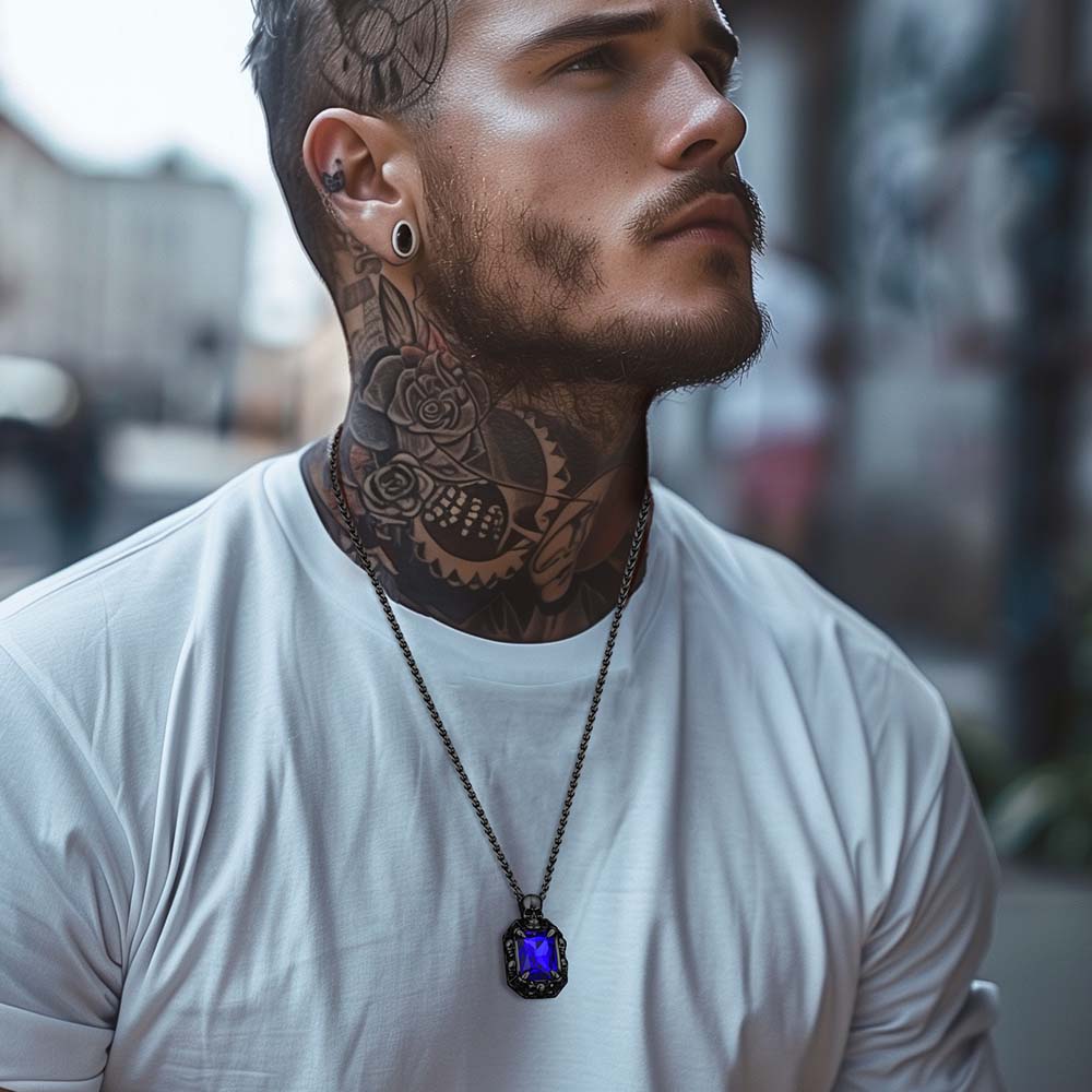 Gothic Skull Dragon Claw Crystal Necklace for Men