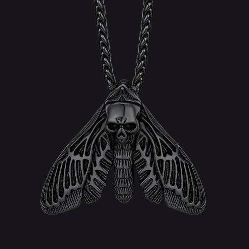 Cool Gothic Skull Moth Necklace for Men Boys