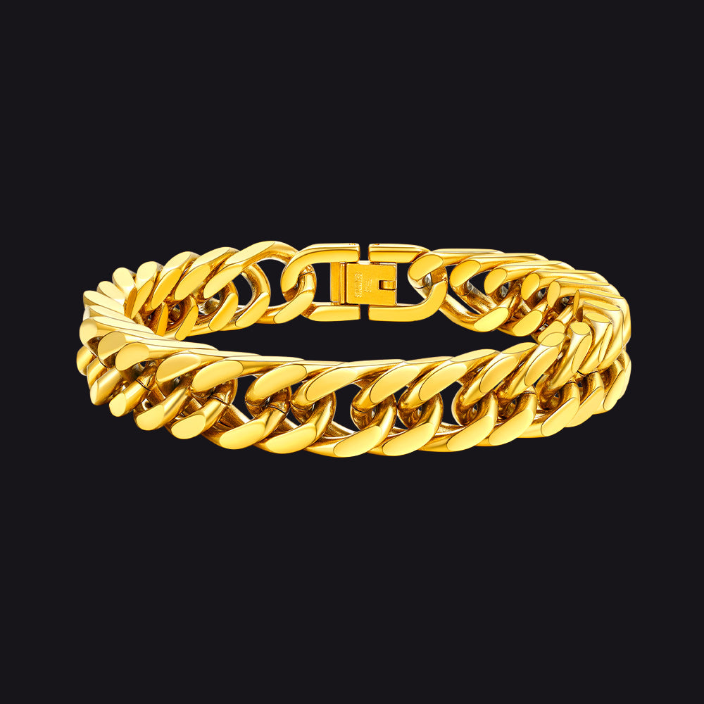 Thick Cuban Link Bracelet for Men in Stainless Steel