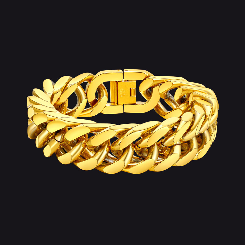 Thick Cuban Link Bracelet for Men in Stainless Steel