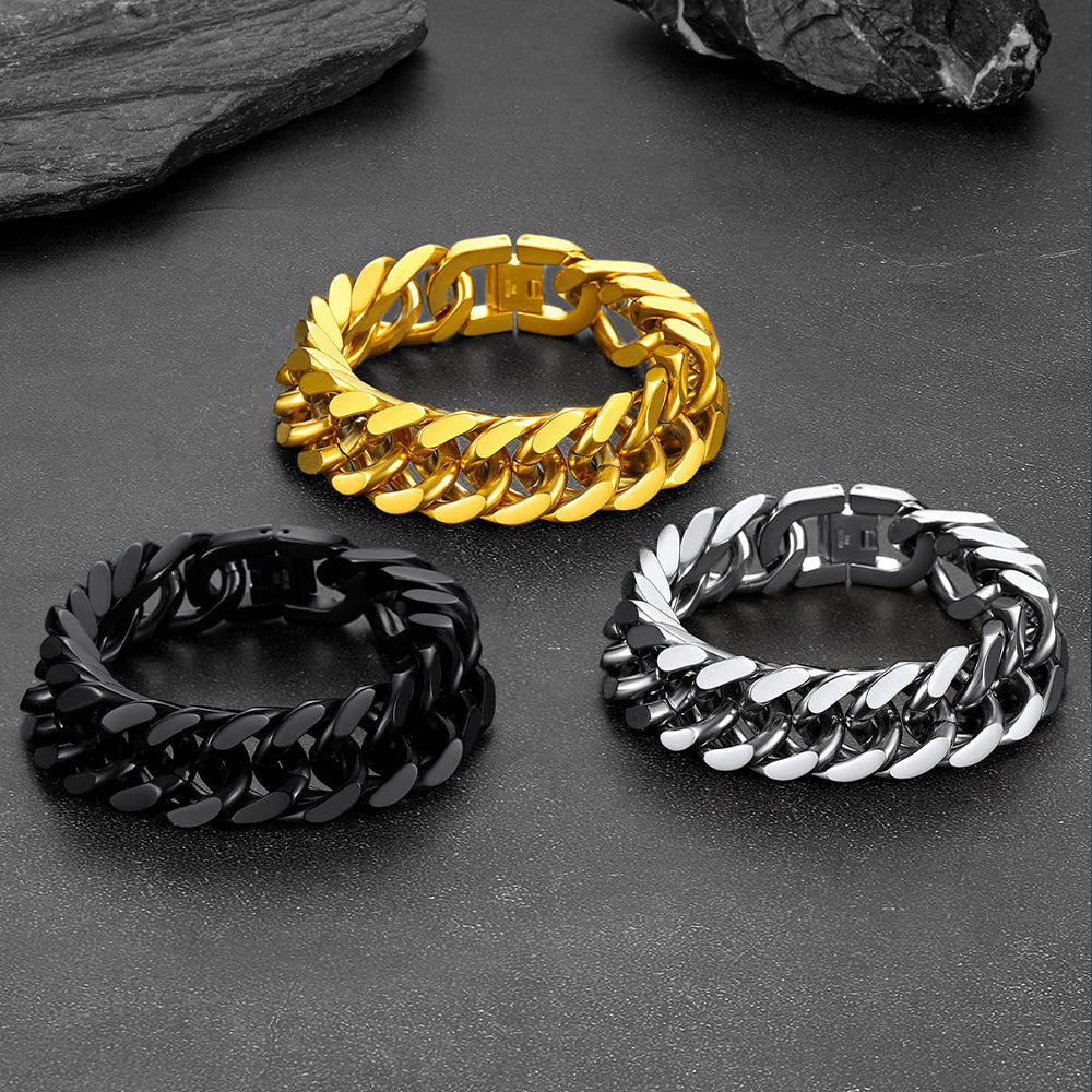 Thick Cuban Link Bracelet for Men in Stainless Steel