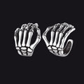 Sterling Silver Skull Skeleton Hand Ear Cuff Nom-piercing Earrings