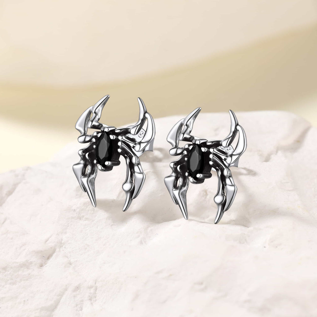 Gothic Spider Earrings for Men in Sterling Silver