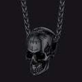 Nordic Viking Compass Skull Pendant Necklace for Men