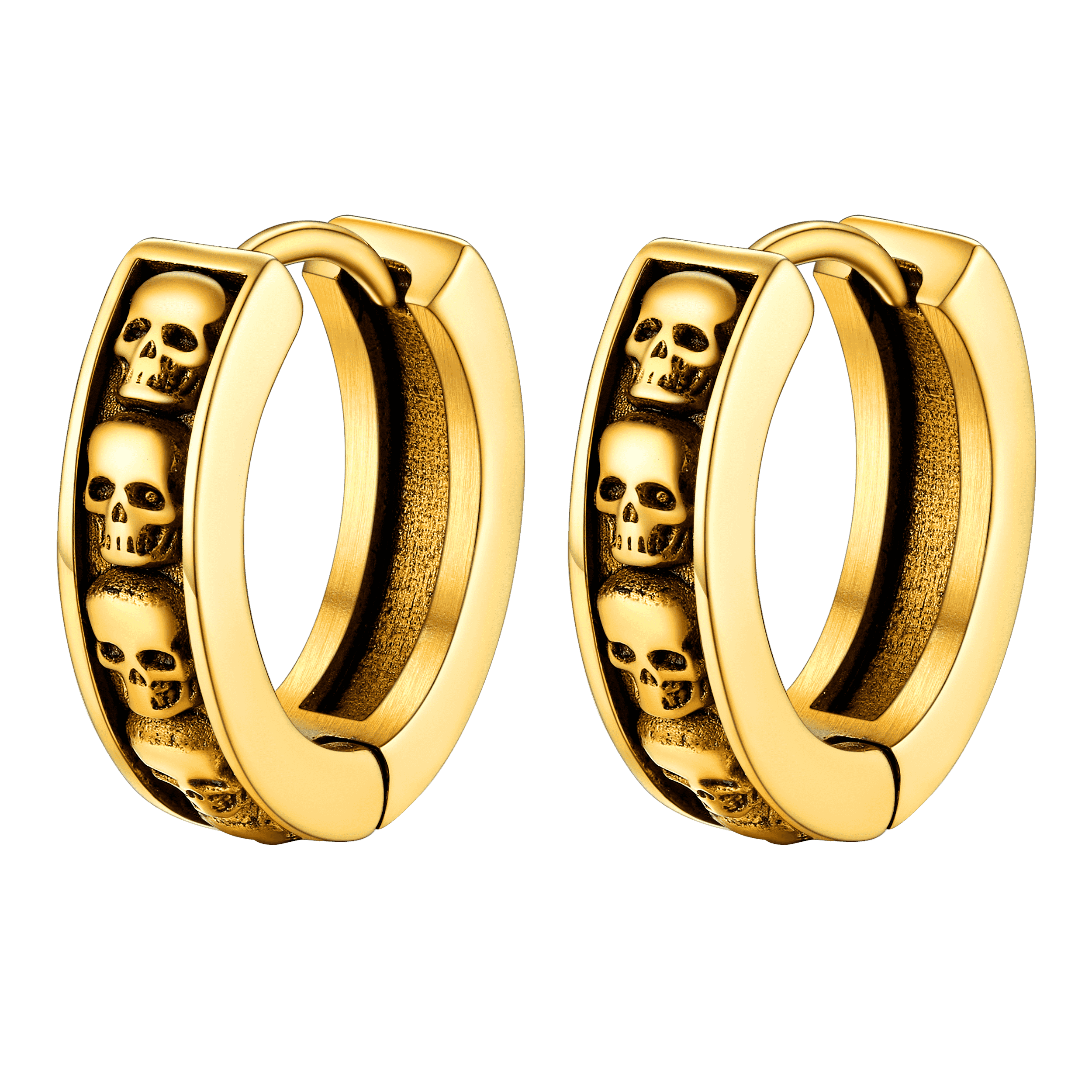 Gothic Skull Huggie Hoop Earrings For Men Women