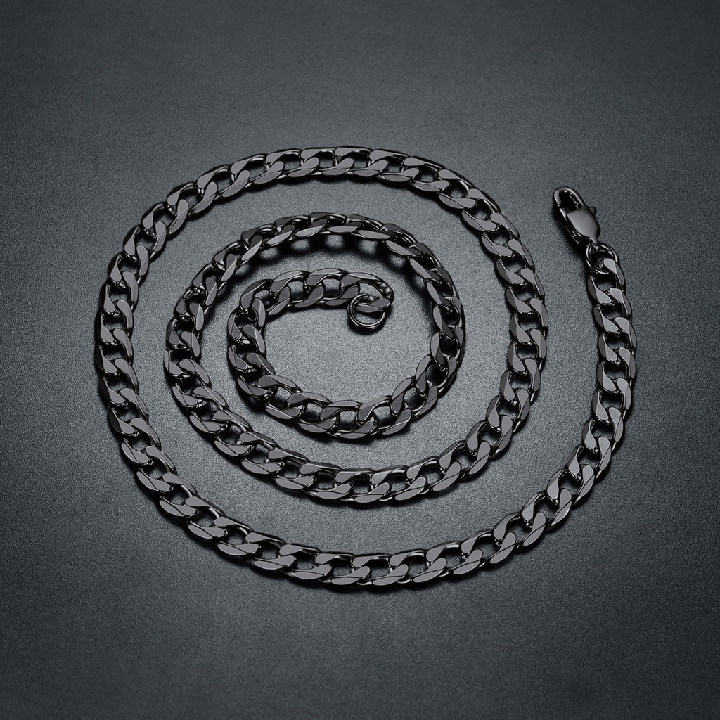 Cuban Curb Chain & Polaris Compass Pendant Layered Necklaces Set for Men