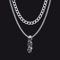 Cuban Curb Chain & Skull Layered Necklaces Set for Men