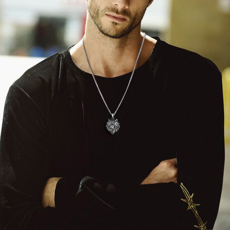 Flash Sale Stainless Steel Fierce Wolf Head Necklace for Man