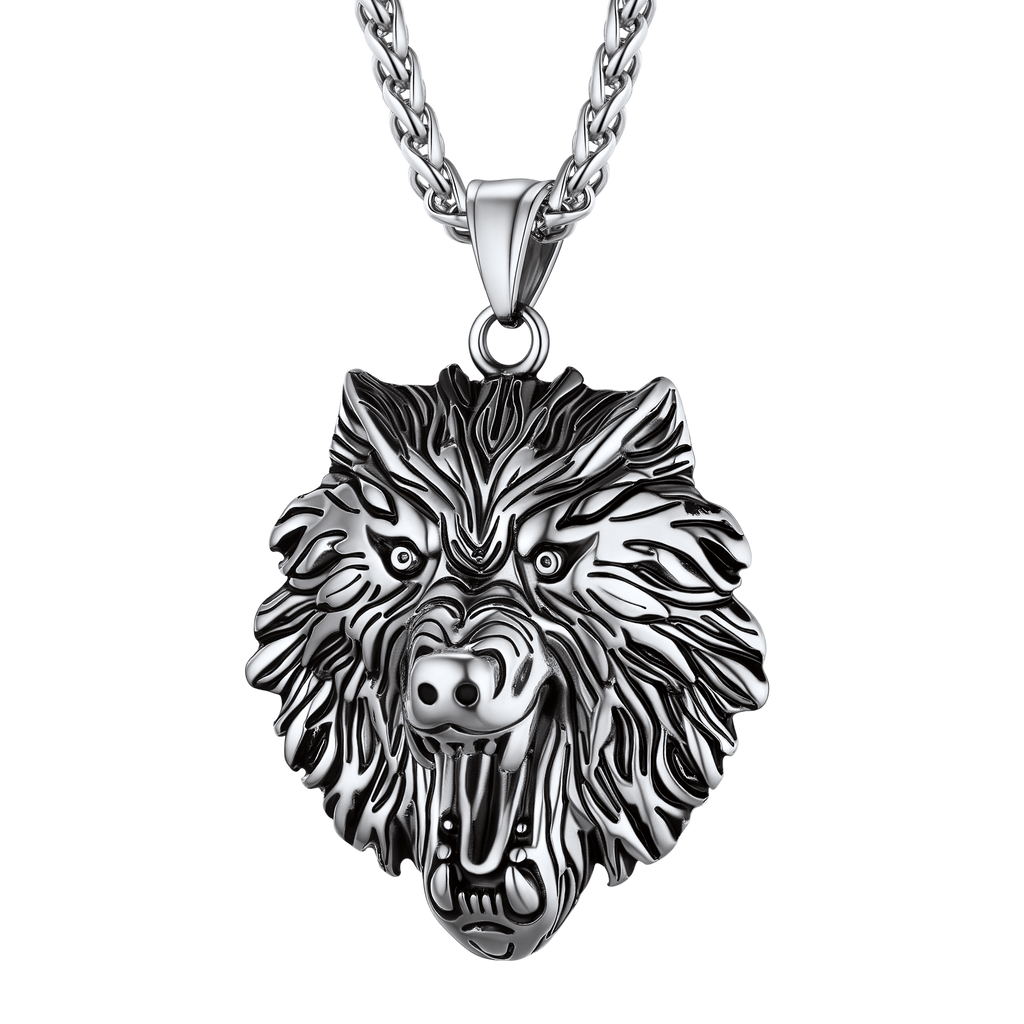 Flash Sale Stainless Steel Fierce Wolf Head Necklace for Man