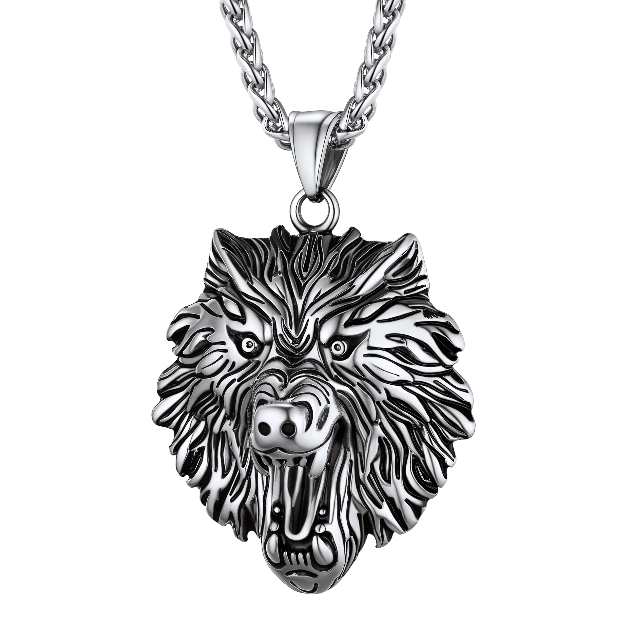 Flash Sale Stainless Steel Fierce Wolf Head Necklace for Man