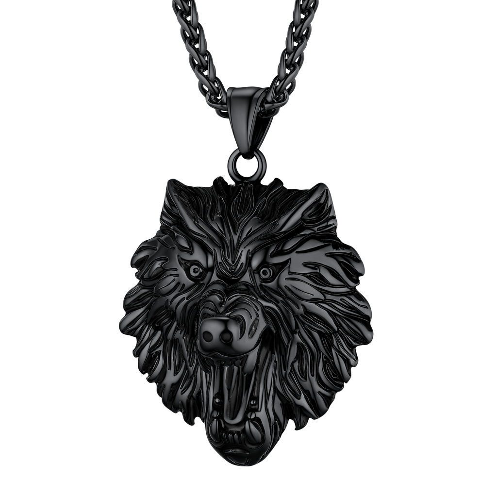 Flash Sale Stainless Steel Fierce Wolf Head Necklace for Man