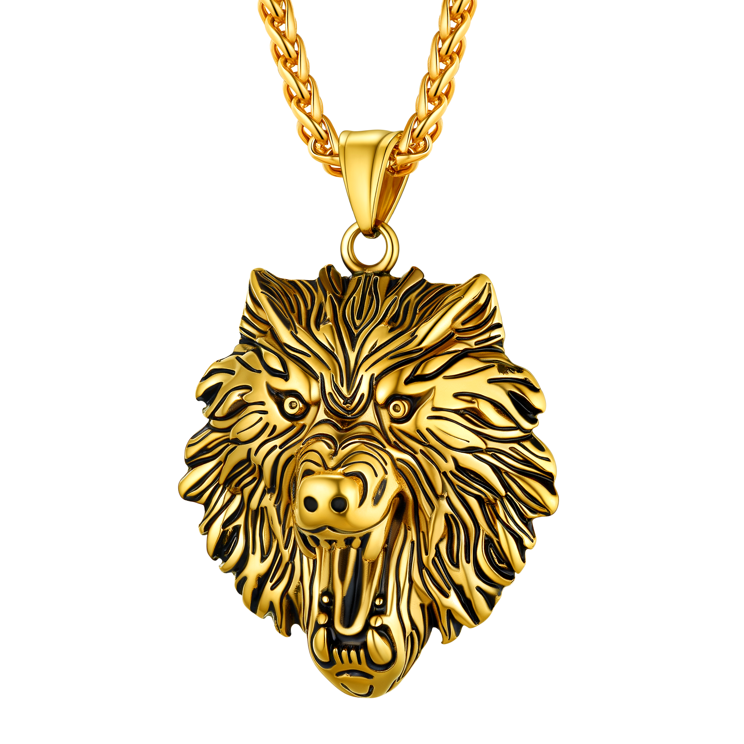 Flash Sale Stainless Steel Fierce Wolf Head Necklace for Man