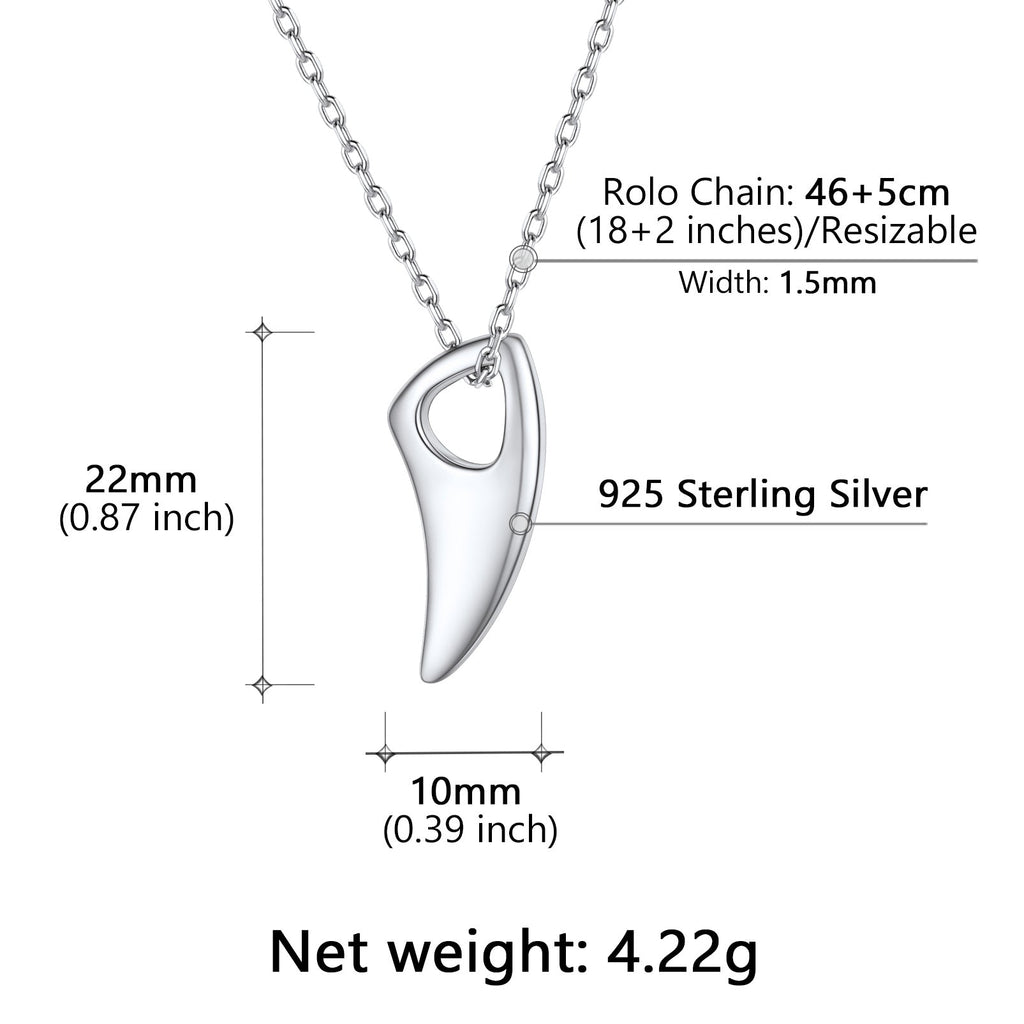 Flash Sale 925 Sterling Silver Wolf Tooth Necklace for Men