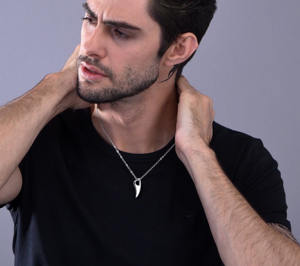 Flash Sale 925 Sterling Silver Wolf Tooth Necklace for Men