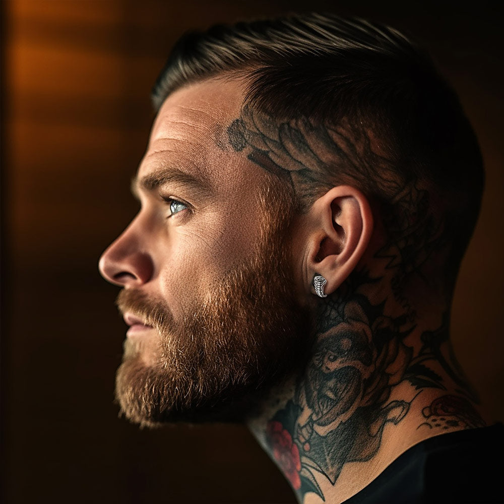 Punk Cobra Snake Stud Earrings for Men