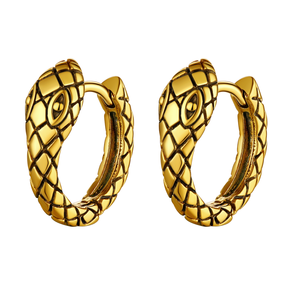 Gothic Snake Huggie Hoop Earrings for Men Women