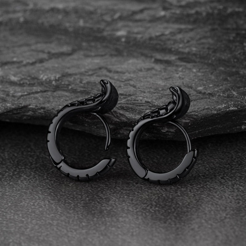 Gothic Punk Snake Hoop Earrings for Men Women