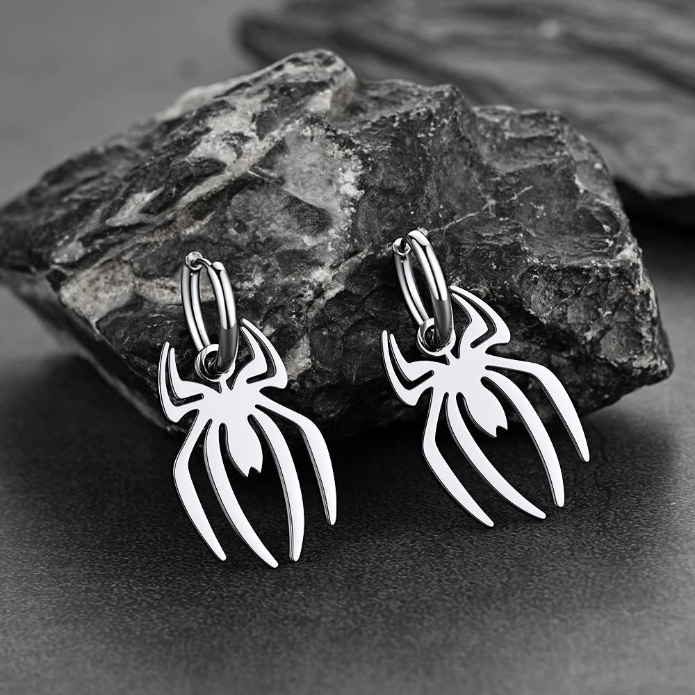 Halloween Spider Drop Hoop Earrings for Men Women