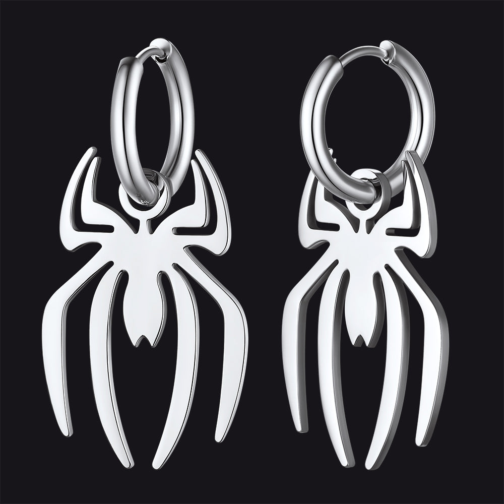 Halloween Spider Drop Hoop Earrings for Men Women