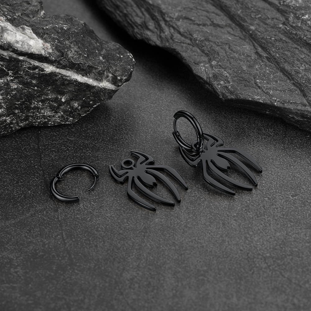 Halloween Spider Drop Hoop Earrings for Men Women