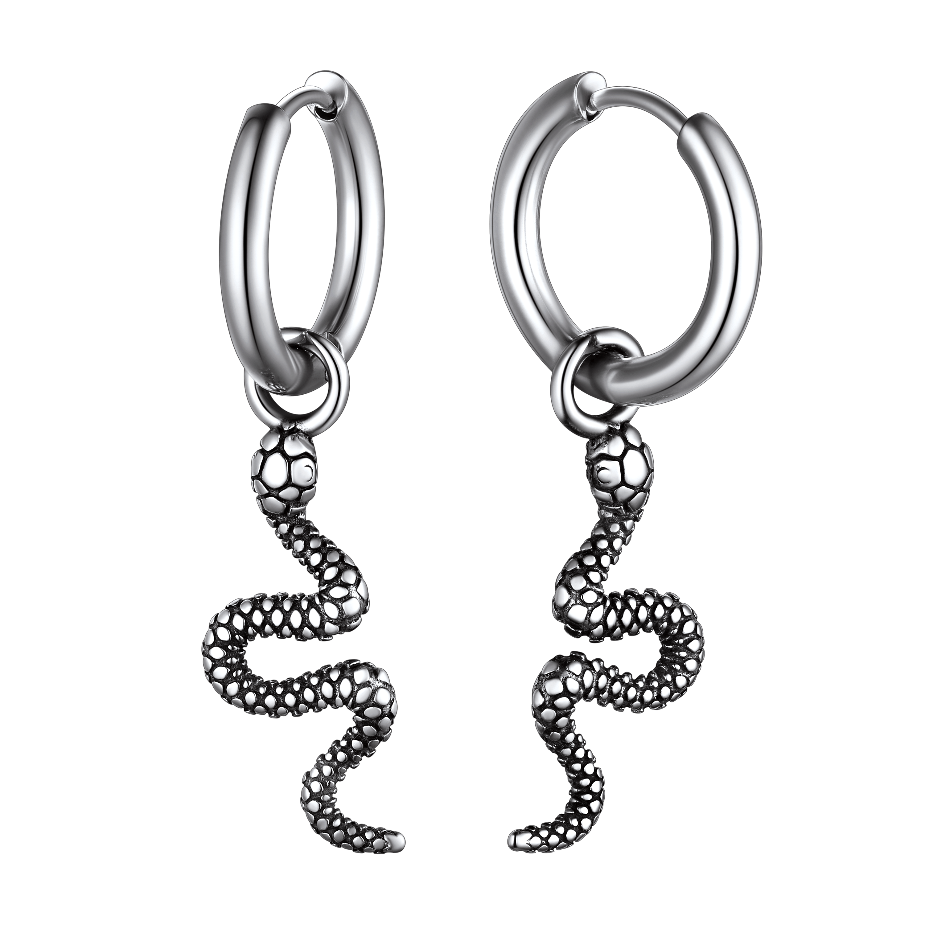 Punk Crawl Snake Drop Hoop Earrings for Men Women