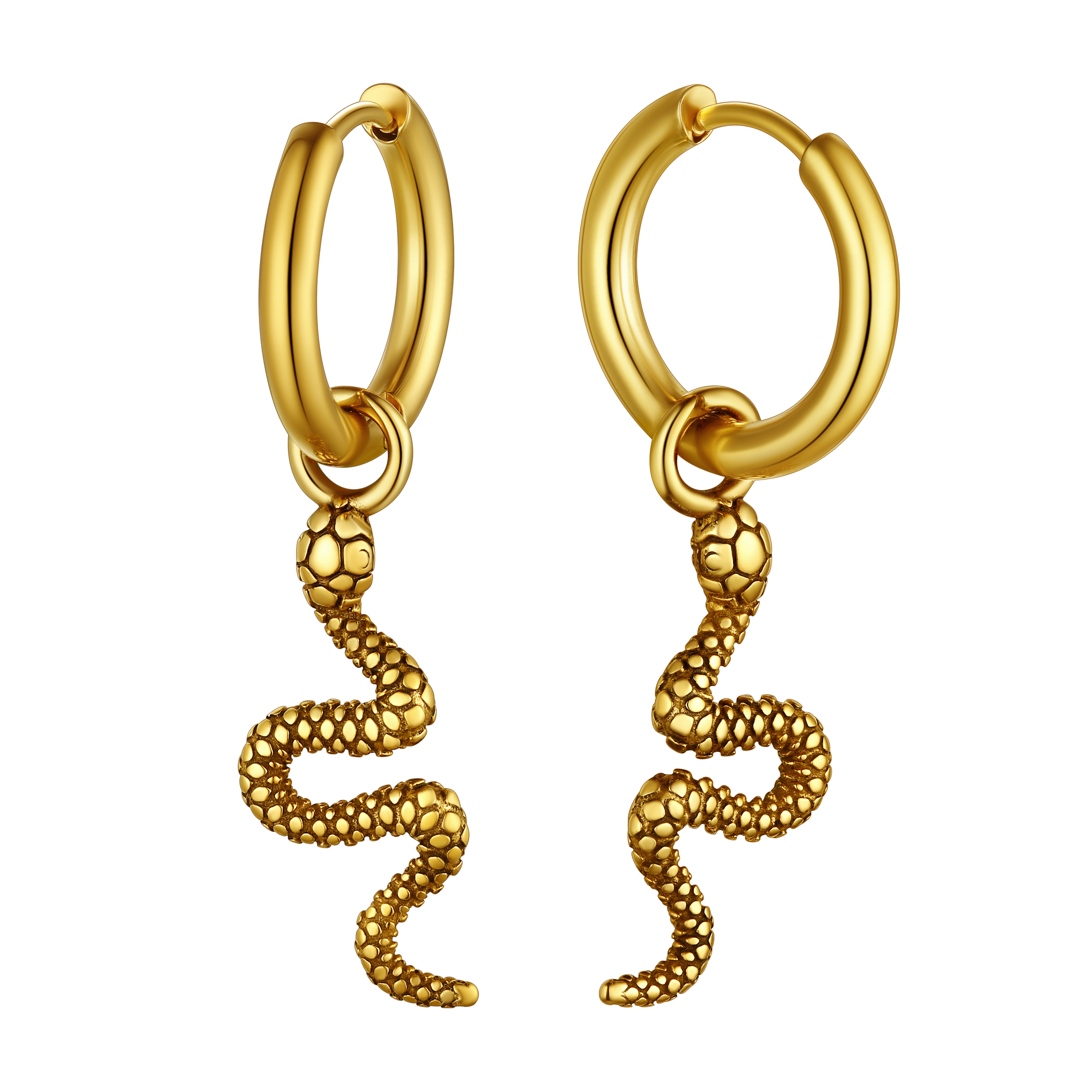 Punk Crawl Snake Drop Hoop Earrings for Men Women