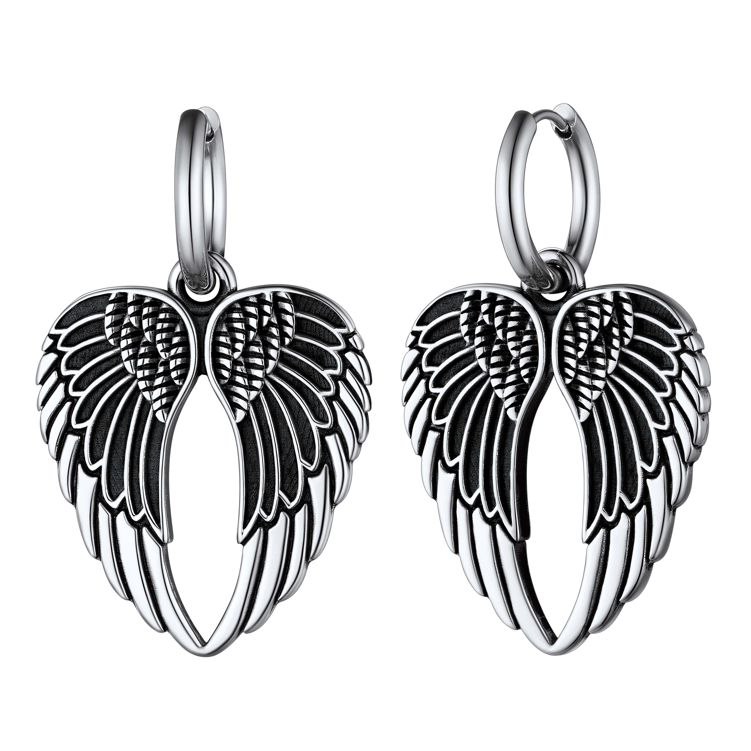 Flash Sale Punk Angel Wing Hoop Dangle Earrings for Women Men
