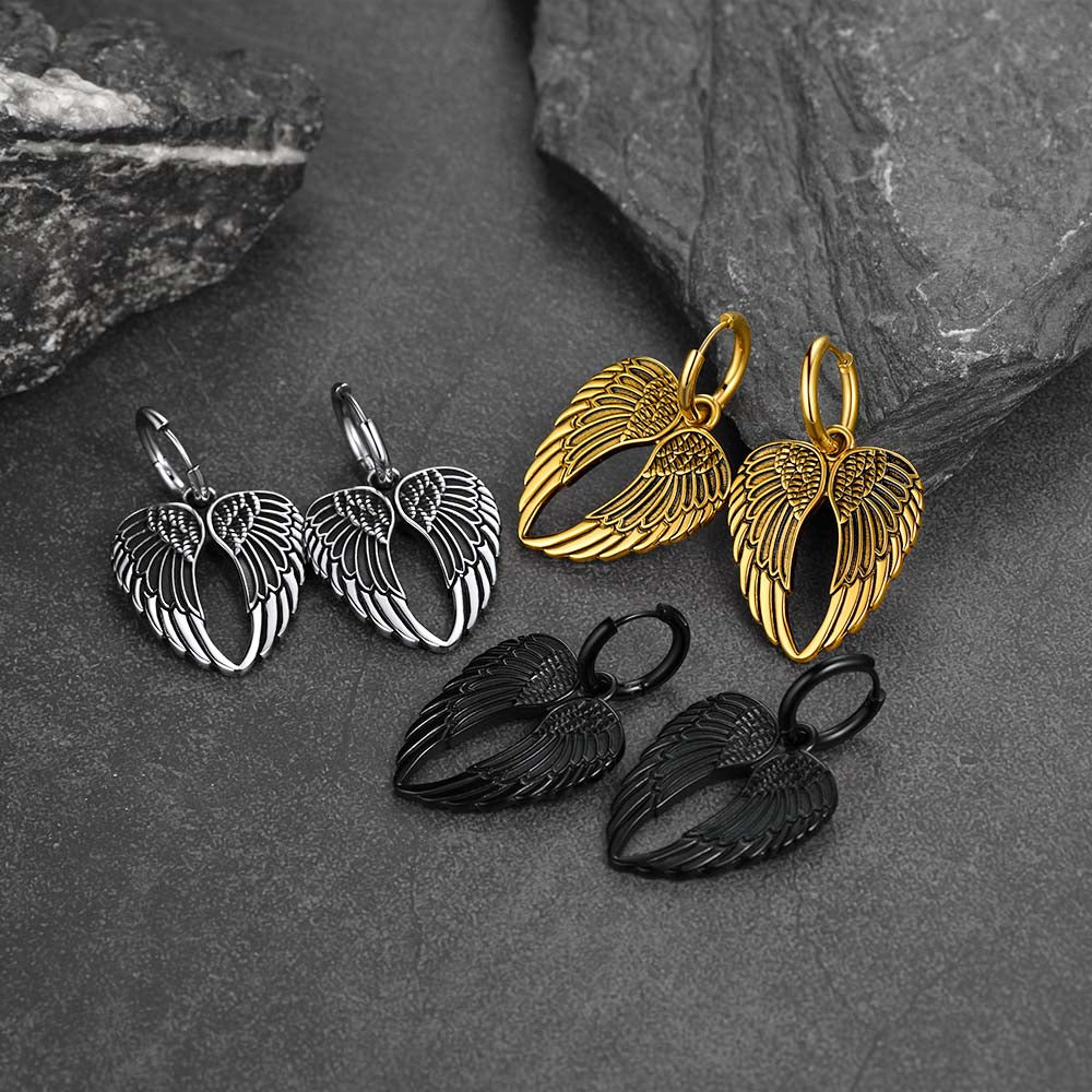 Flash Sale Punk Angel Wing Hoop Dangle Earrings for Women Men