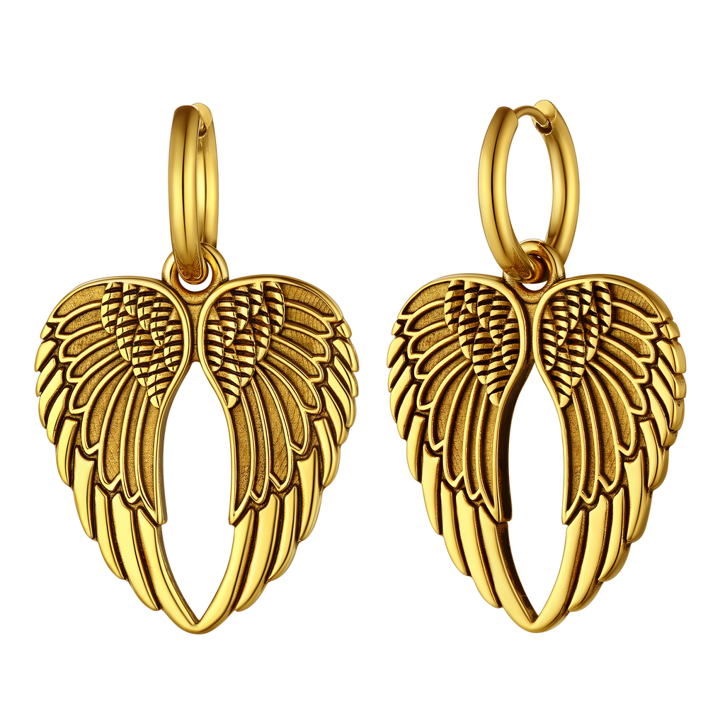 Flash Sale Punk Angel Wing Hoop Dangle Earrings for Women Men