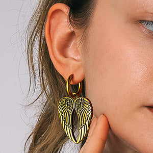 Flash Sale Punk Angel Wing Hoop Dangle Earrings for Women Men
