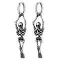 Gothic Skull Skeleton Dangle Hoop Earrings for Men
